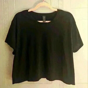 Fat Girl Flow Basics Black Cotton Crop Short Sleeve Top Size 2X NWOT